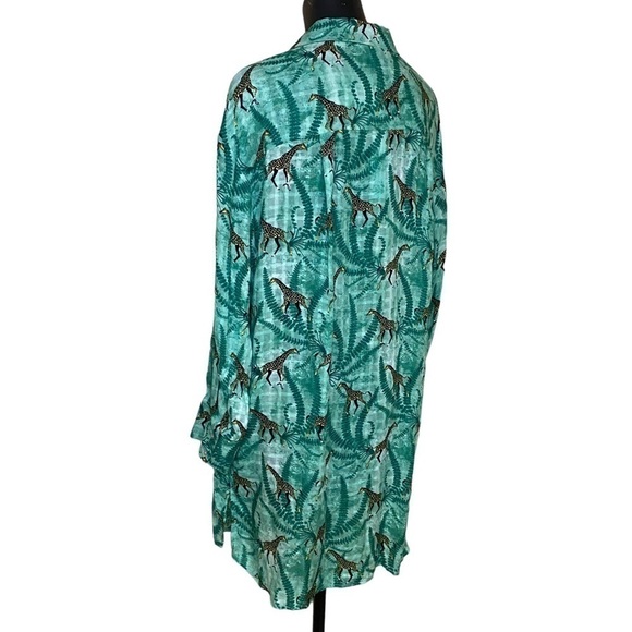 NEW Jane + Delancey Green Leaf and Giraffe Print Tunic Top - Picture 5 of 6